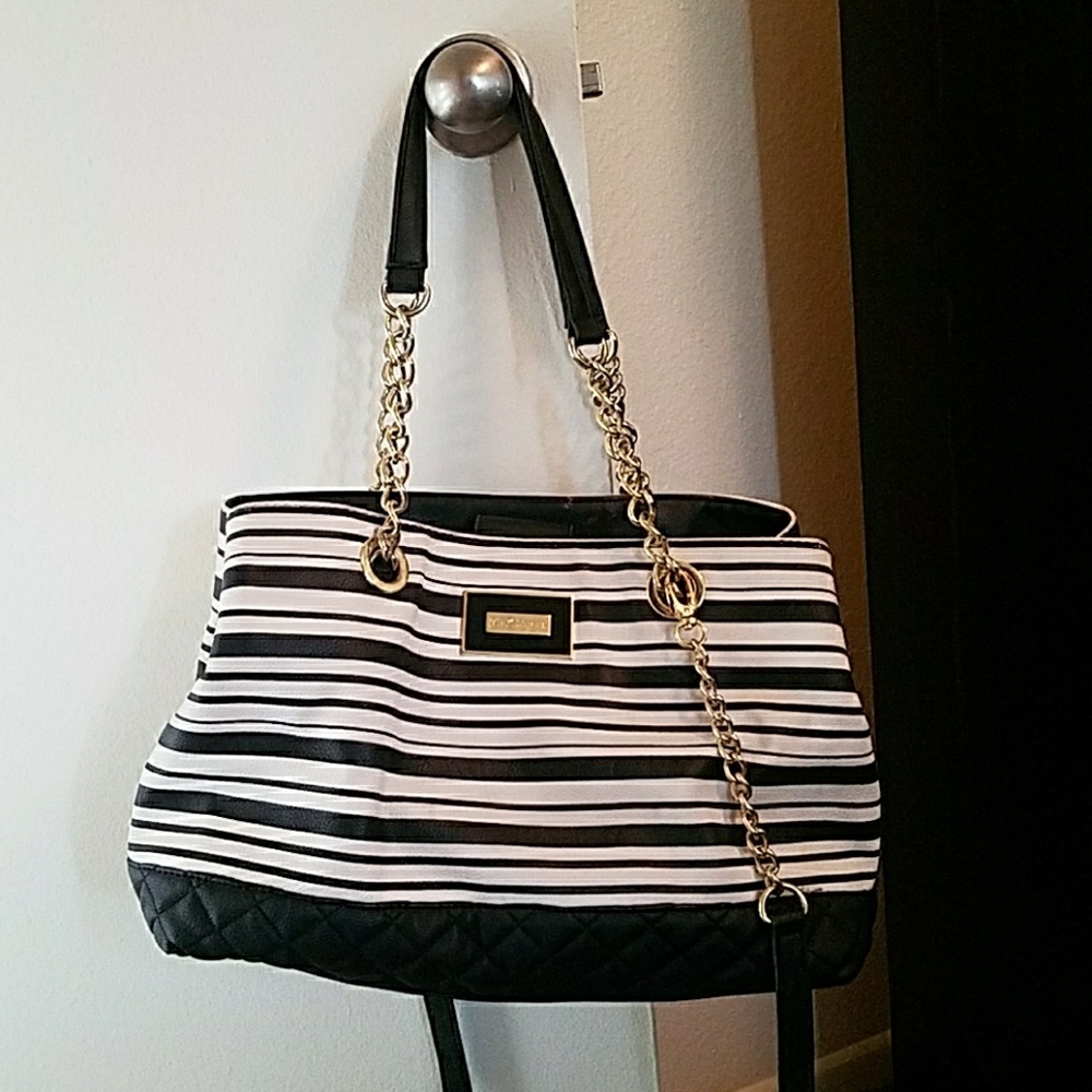 Betsy Johnson Striped Large Crossbody Purse